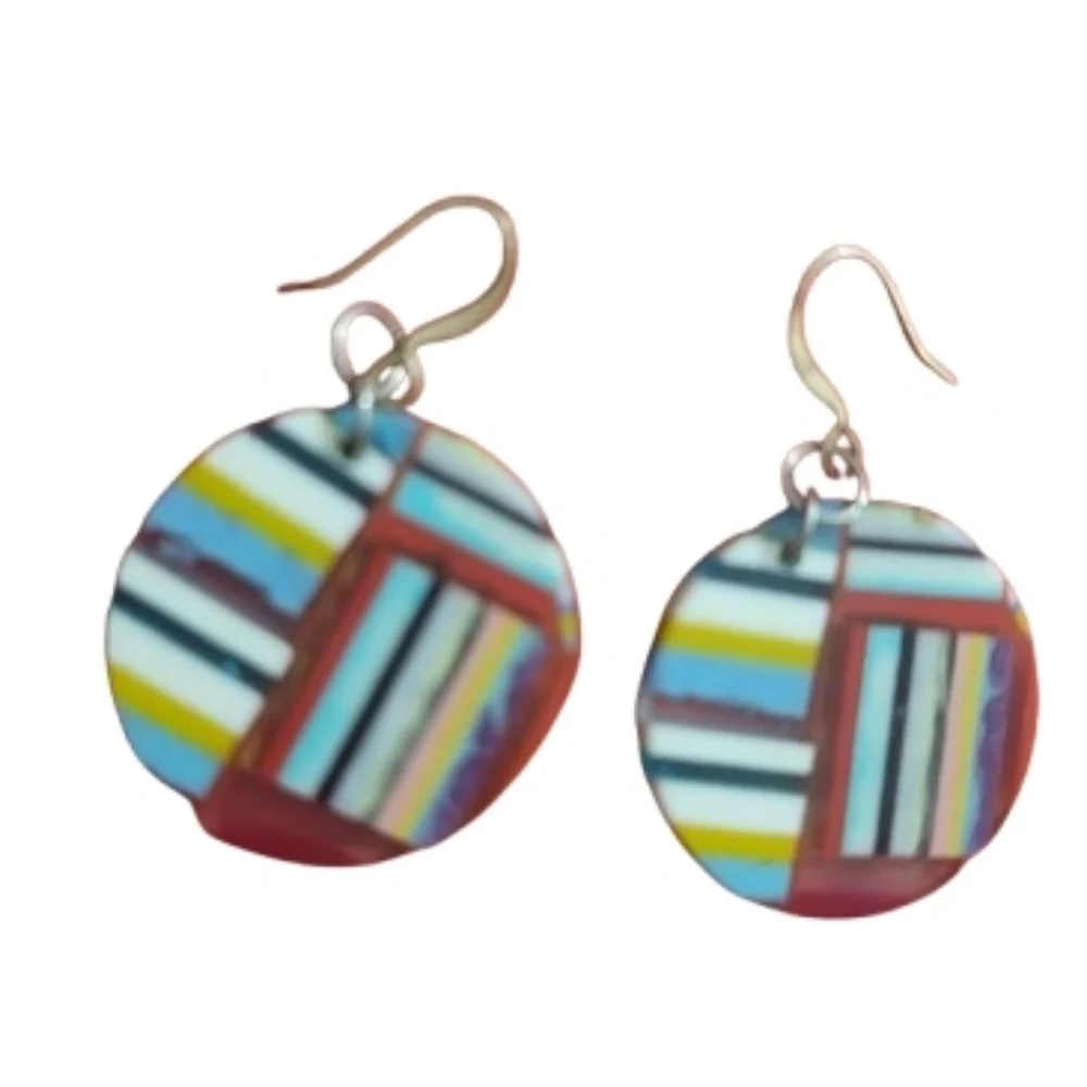 Colorful Geometric Dangle Earrings Multicolor Boho